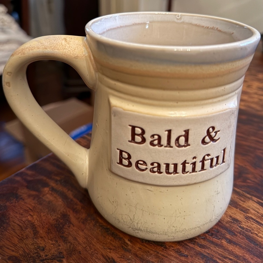 Bald & Beautiful pottery coffee mug, by Tumbleweed Pottery. Preowned. - Picture 3 of 5